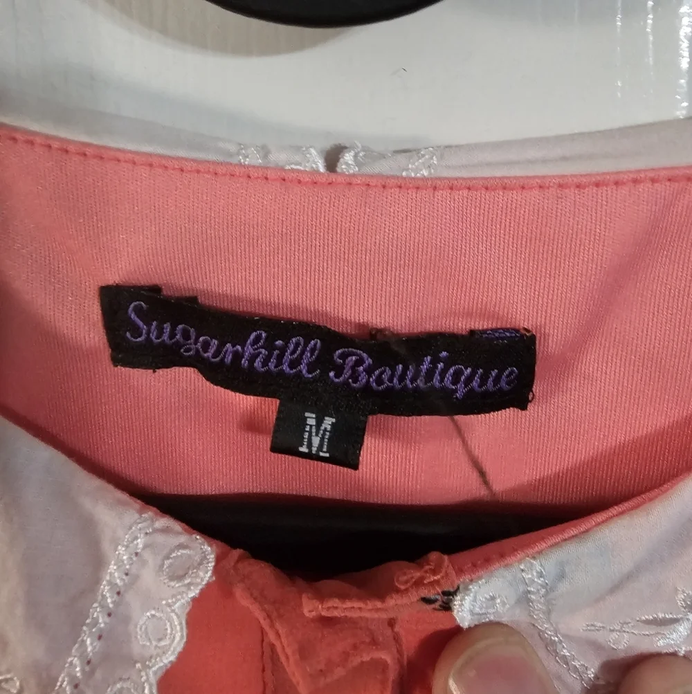 Sugarhill Boutique Coral Carousel Horse Dress Peter Pan Collar Size M Coquette - Picture 4 of 6